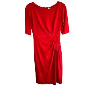 London Style Women's Dress 4 Red Lined Small  Church Work